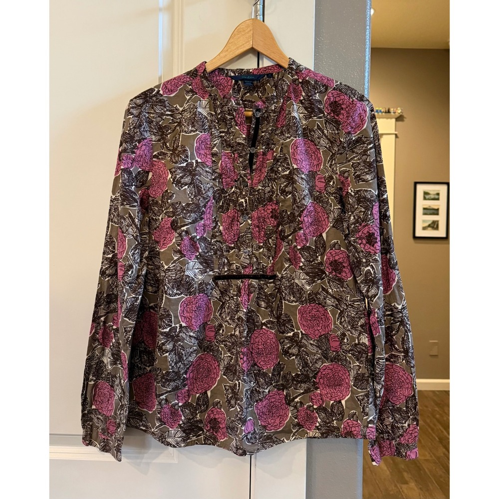 Boden Women's Pretty Feminine Brown and Pink Floral Casual Top/Blouse Medium - Picture 4 of 7